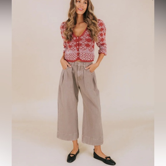 Free People Geo floral Patterned puff sleeve Cardigan 2337 - Picture 4 of 16